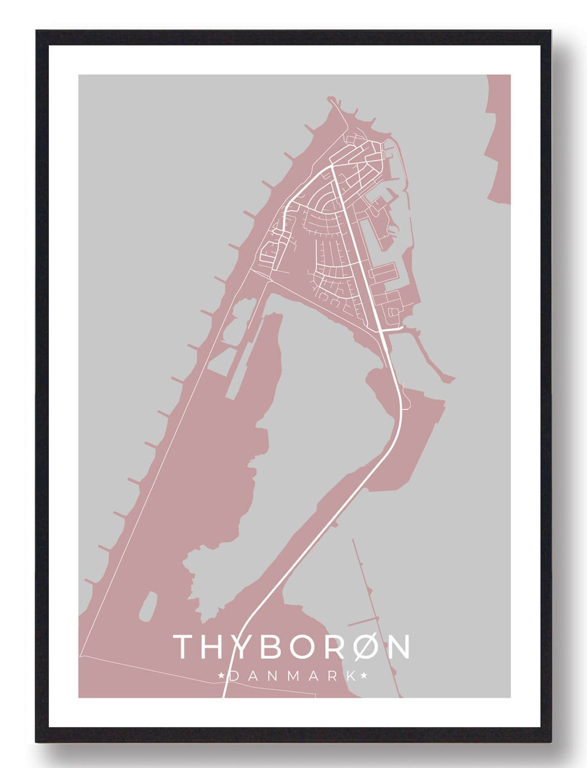 Thyborøn plakat - rosa (Størrelse: S - 21x29,7cm (A4))