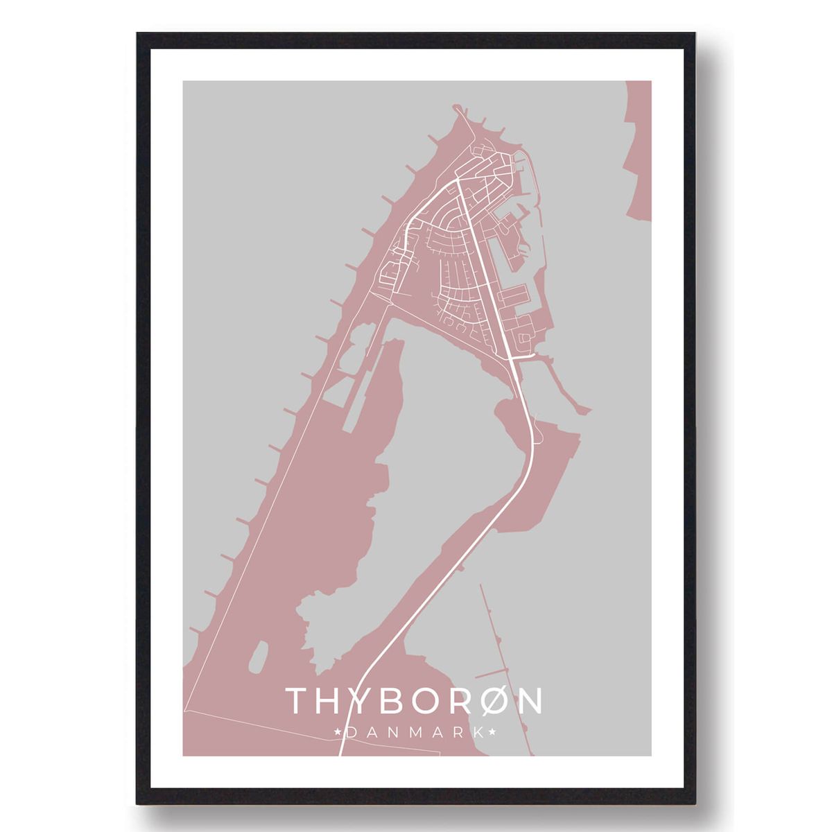 Thyborøn plakat - rosa (Størrelse: XS - 15x21cm (A5))