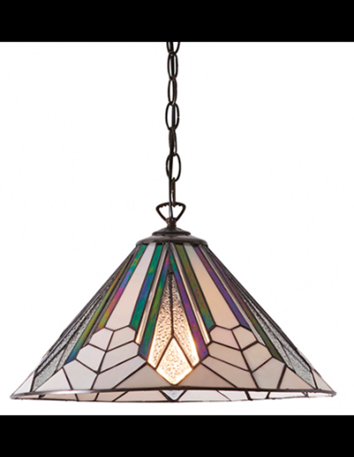 Tiffany Astoria Loftlampe i stål og glas Ø40 cm 1 x E27 - Antik bronze/Multi