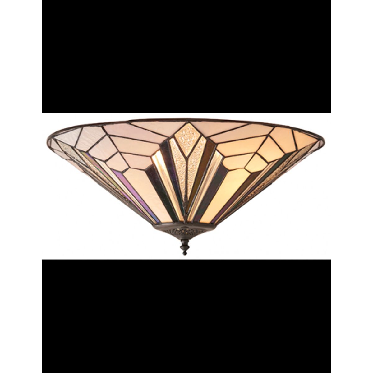 Tiffany Astoria Plafond i stål og glas Ø48 cm 2 x E27 - Antik bronze/Multi