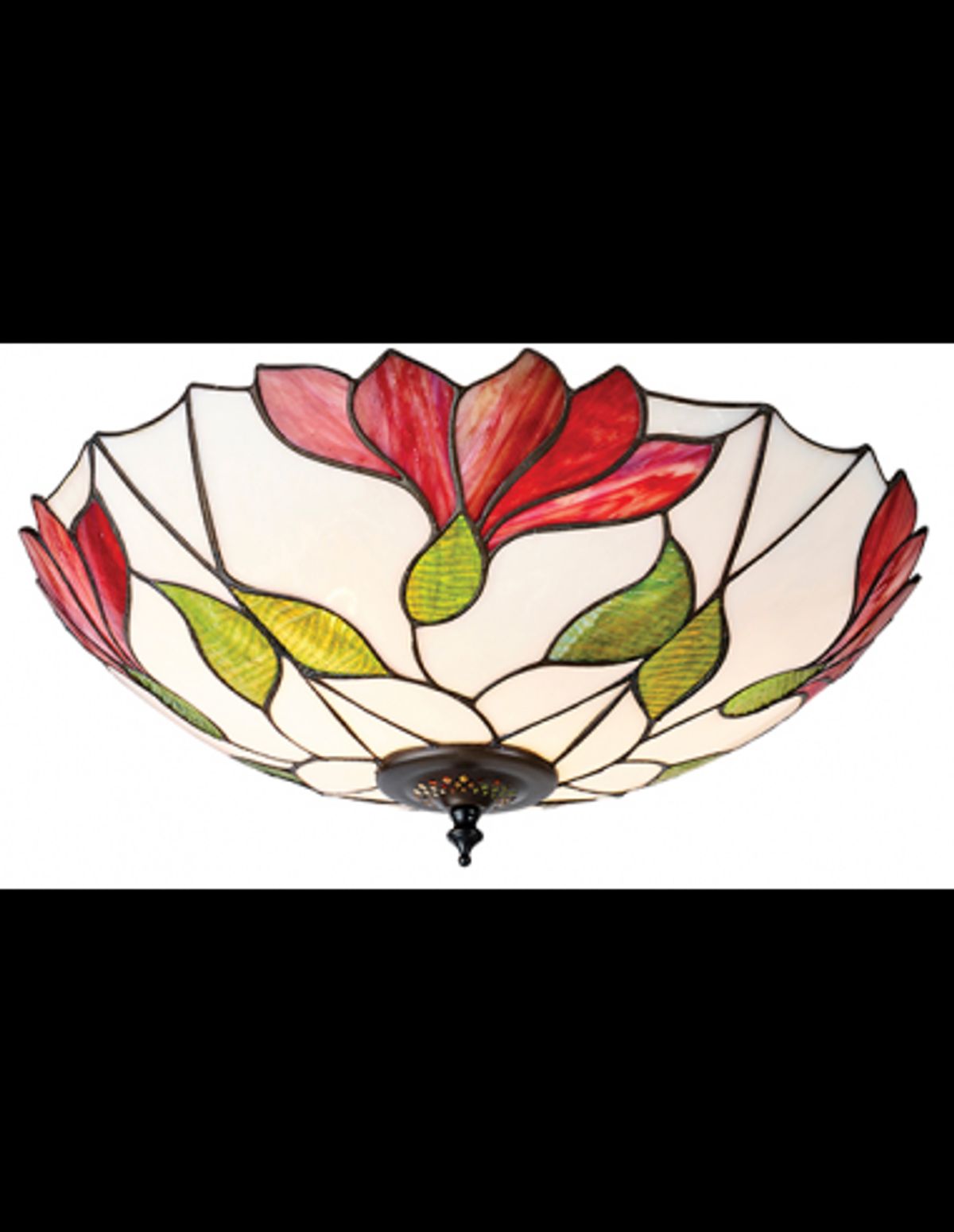 Tiffany Botanica Plafond i stål og glas Ø45 cm 2 x E27 - Antik bronze/Multi