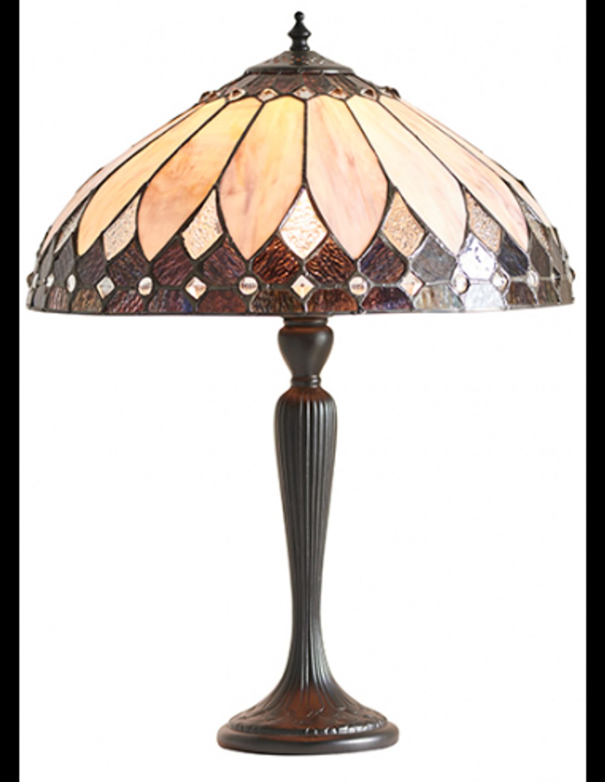 Tiffany Brooklyn Bordlampe i polyresin og glas H53 cm 1 x E27 - Antik bronze/Multi