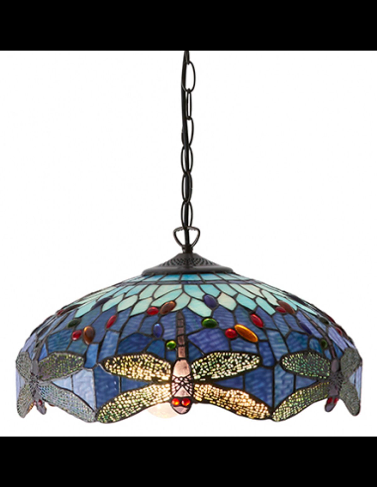 Tiffany Dragonfly Loftlampe i stål og glas Ø41 cm 3 x E27 - Antik bronze/Multi