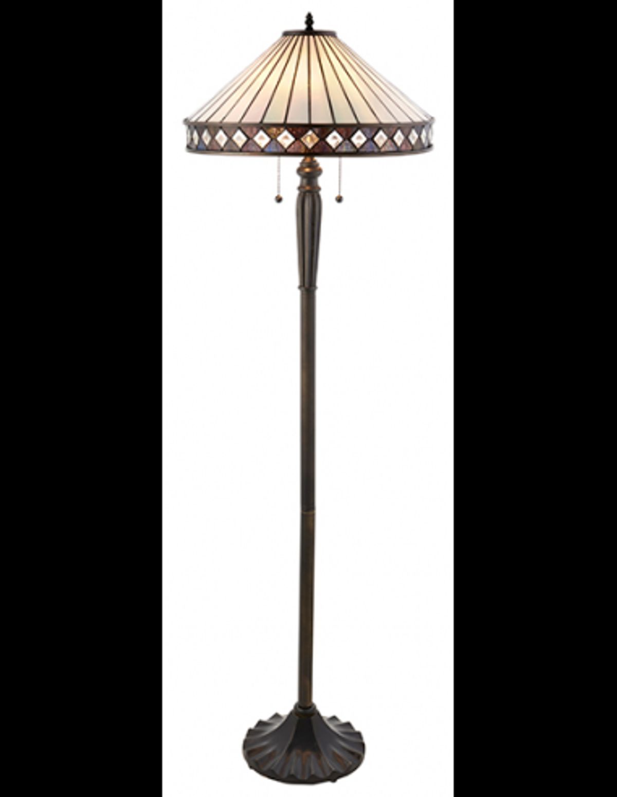 Tiffany Fargo Gulvlampe i polyresin og glas H157,5 cm 2 x E27 - Antik bronze/Multi