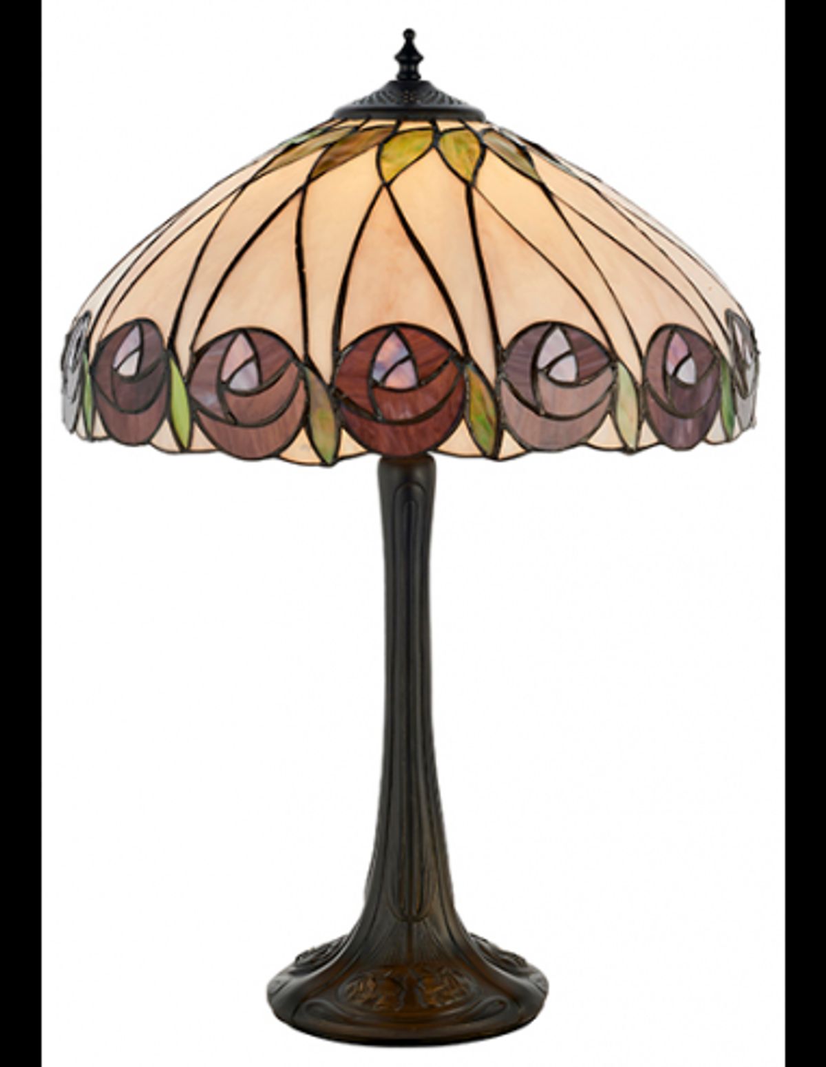 Tiffany Hutchinson Bordlampe i polyresin og glas H58 cm 1 x E27 - Antik bronze/Multi