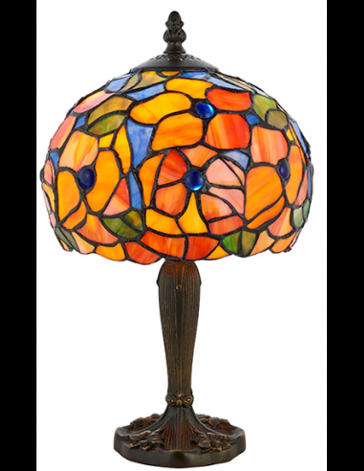 Tiffany Josette Bordlampe i polyresin og glas H36 cm 1 x E14 - Antik bronze/Multi