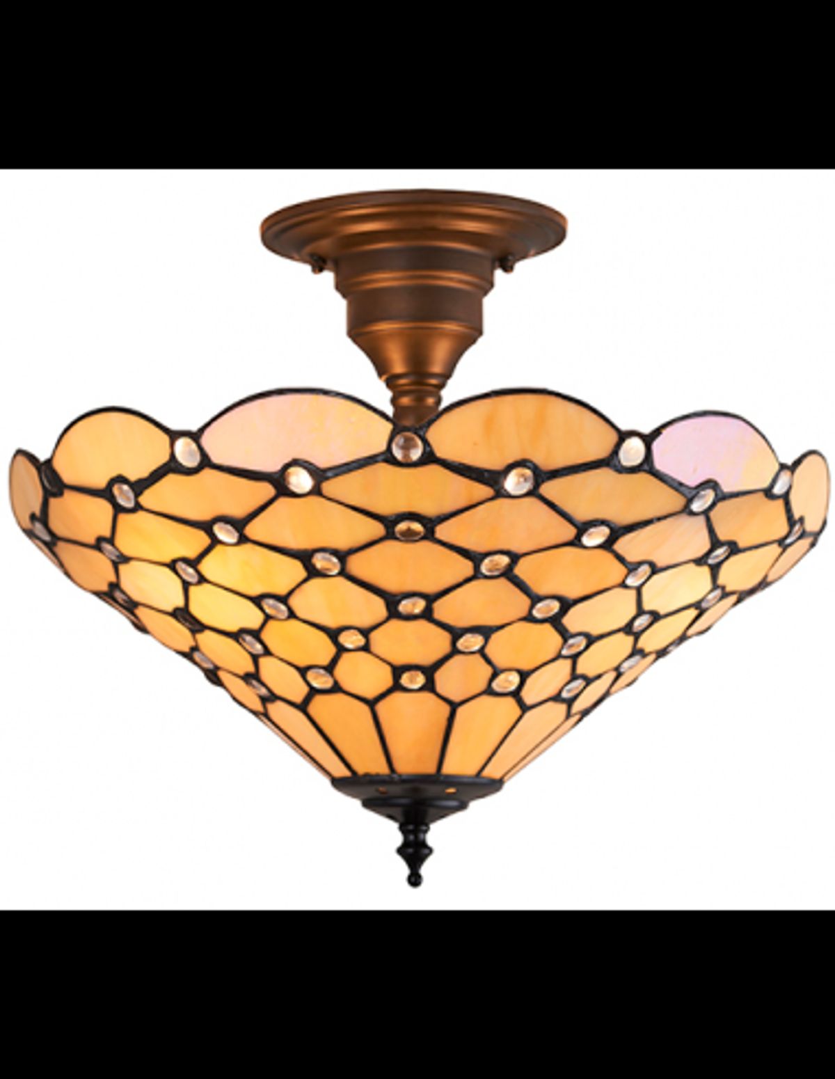 Tiffany Pearl Semi-Flush Plafond i stål og glas Ø37 cm 3 x E27 - Antik bronze/Multi