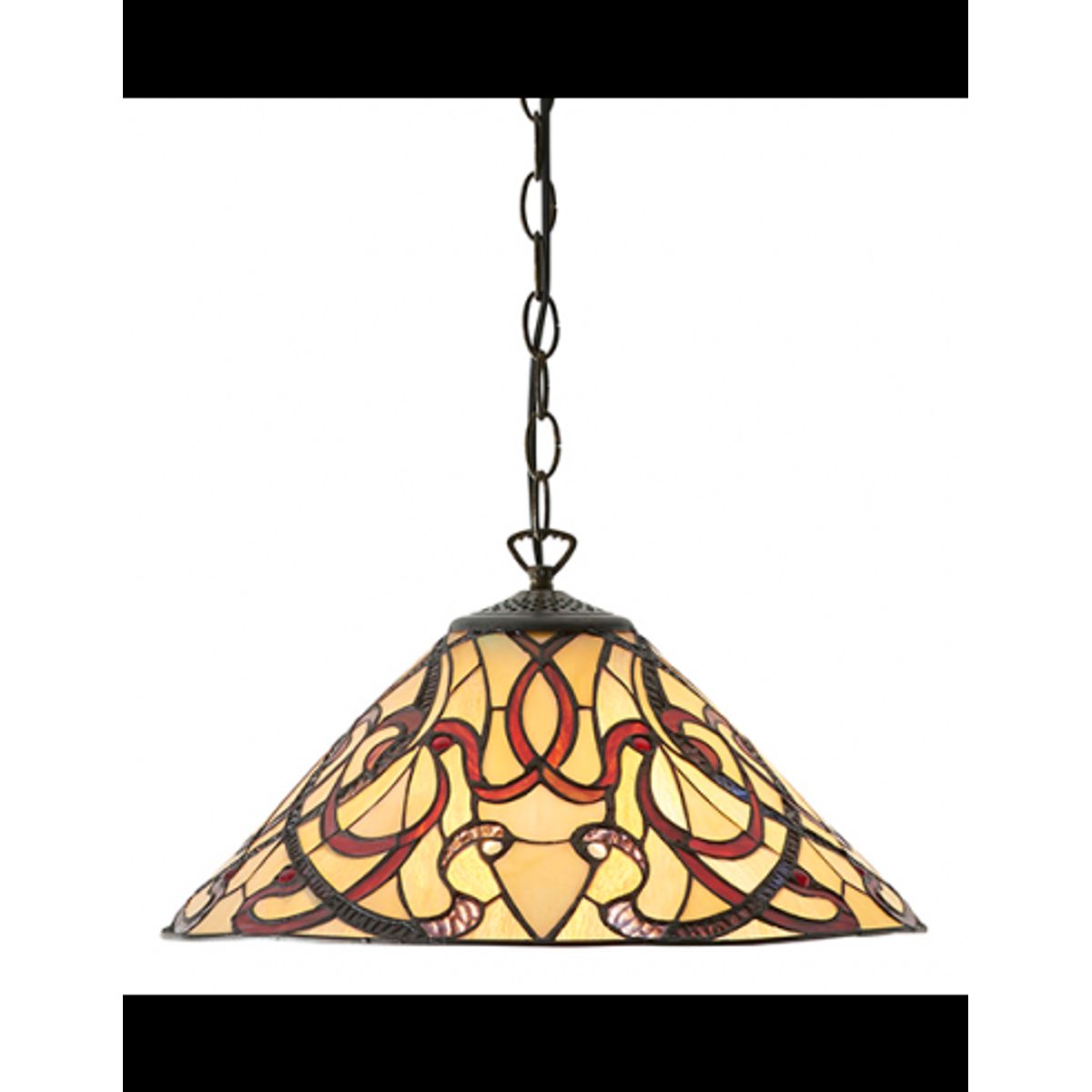 Tiffany Ruban Loftlampe i stål og glas Ø40 cm 1 x E27 - Antik bronze/Multi