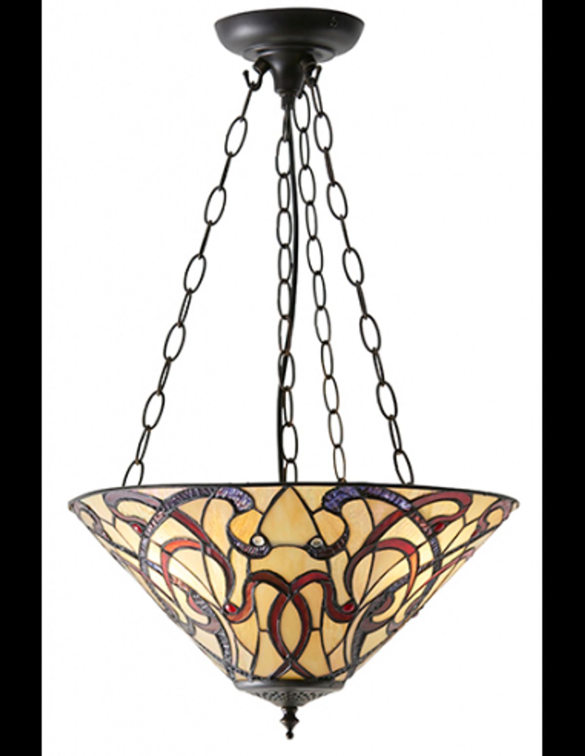 Tiffany Ruban Loftlampe i stål og glas Ø40 cm 3 x E27 - Antik bronze/Multi