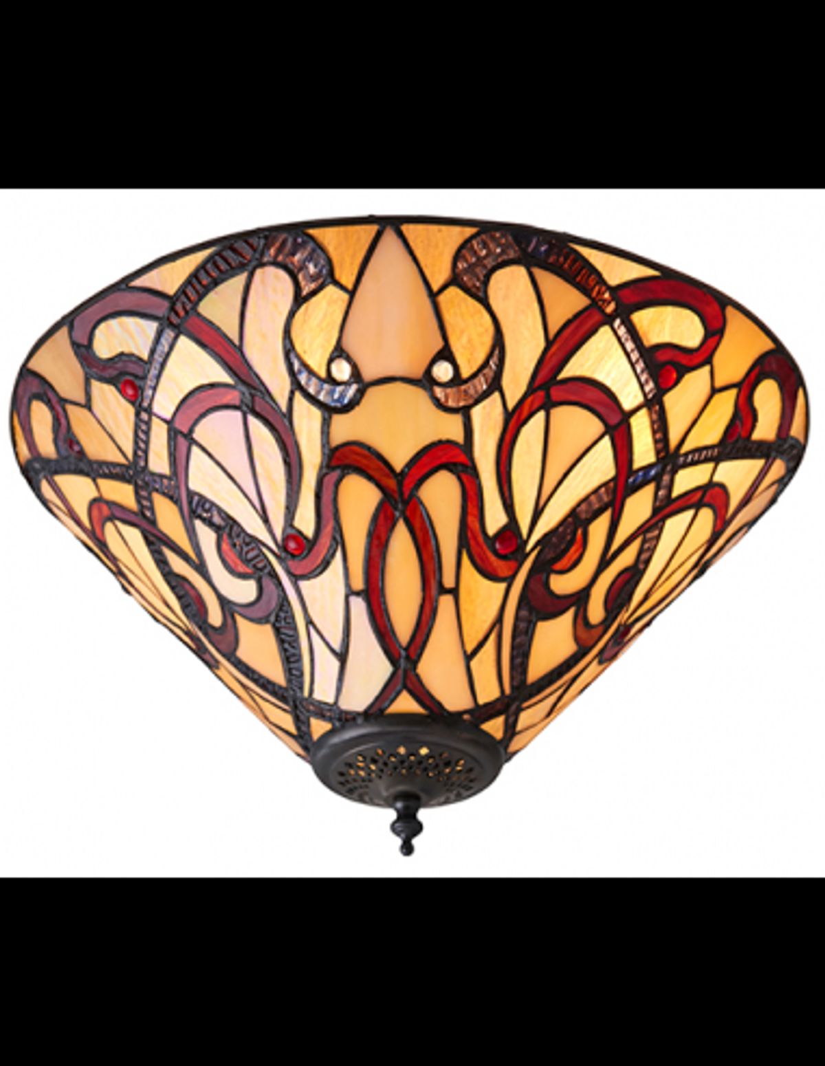 Tiffany Ruban Plafond i stål og glas Ø40 cm 2 x E27 - Antik bronze/Multi