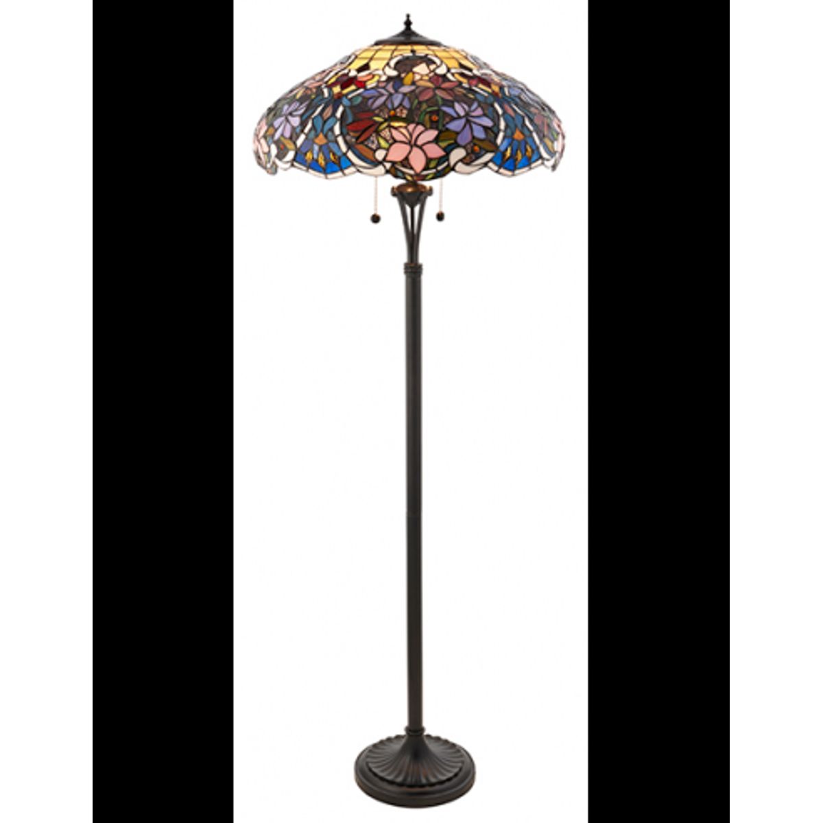 Tiffany Sullivan Gulvlampe i polyresin og glas H155 cm 2 x E27 - Antik bronze/Multi