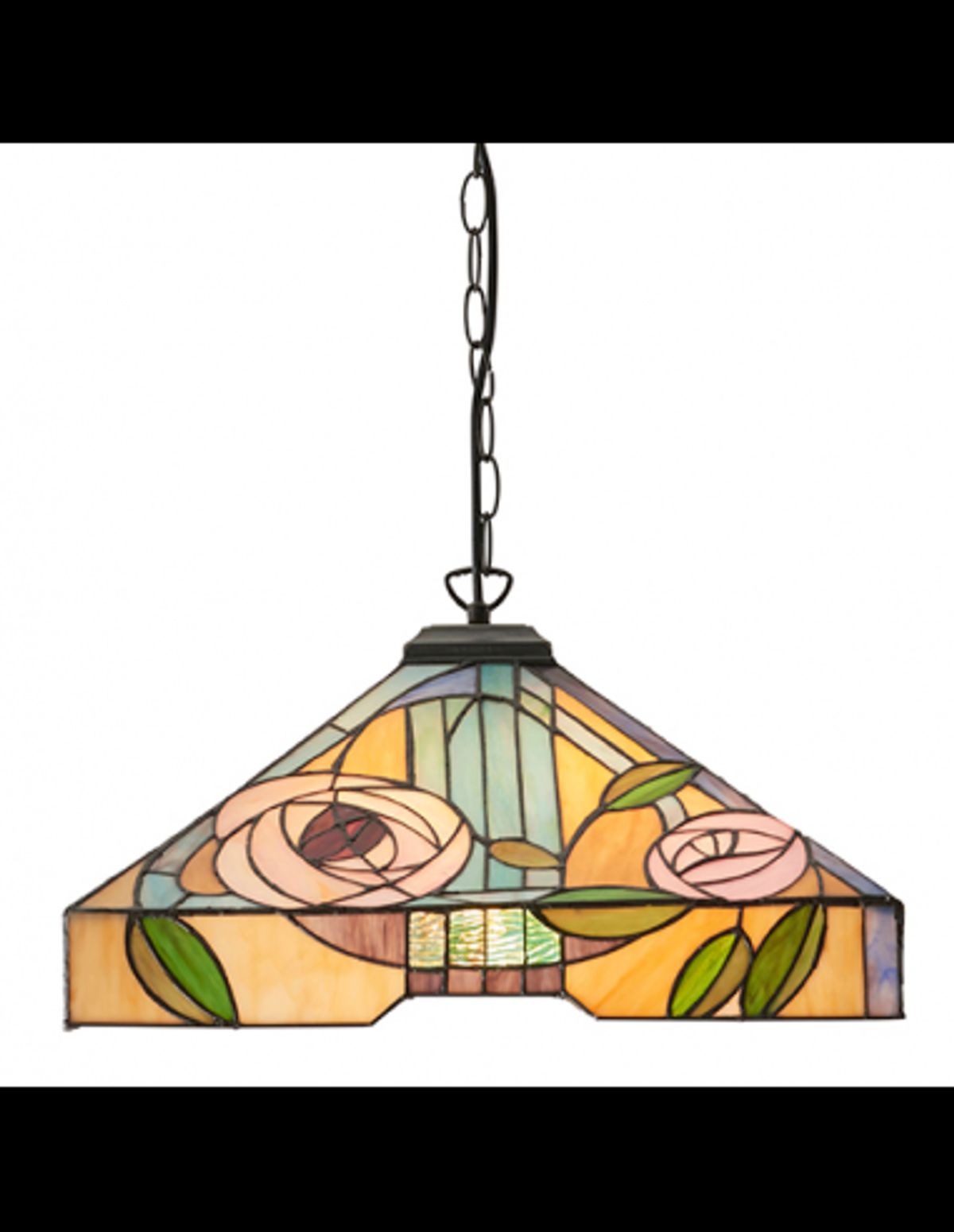 Tiffany Willow Loftlampe i stål og glas 42,5 x 42,5 cm 3 x E27 - Antik bronze/Multi