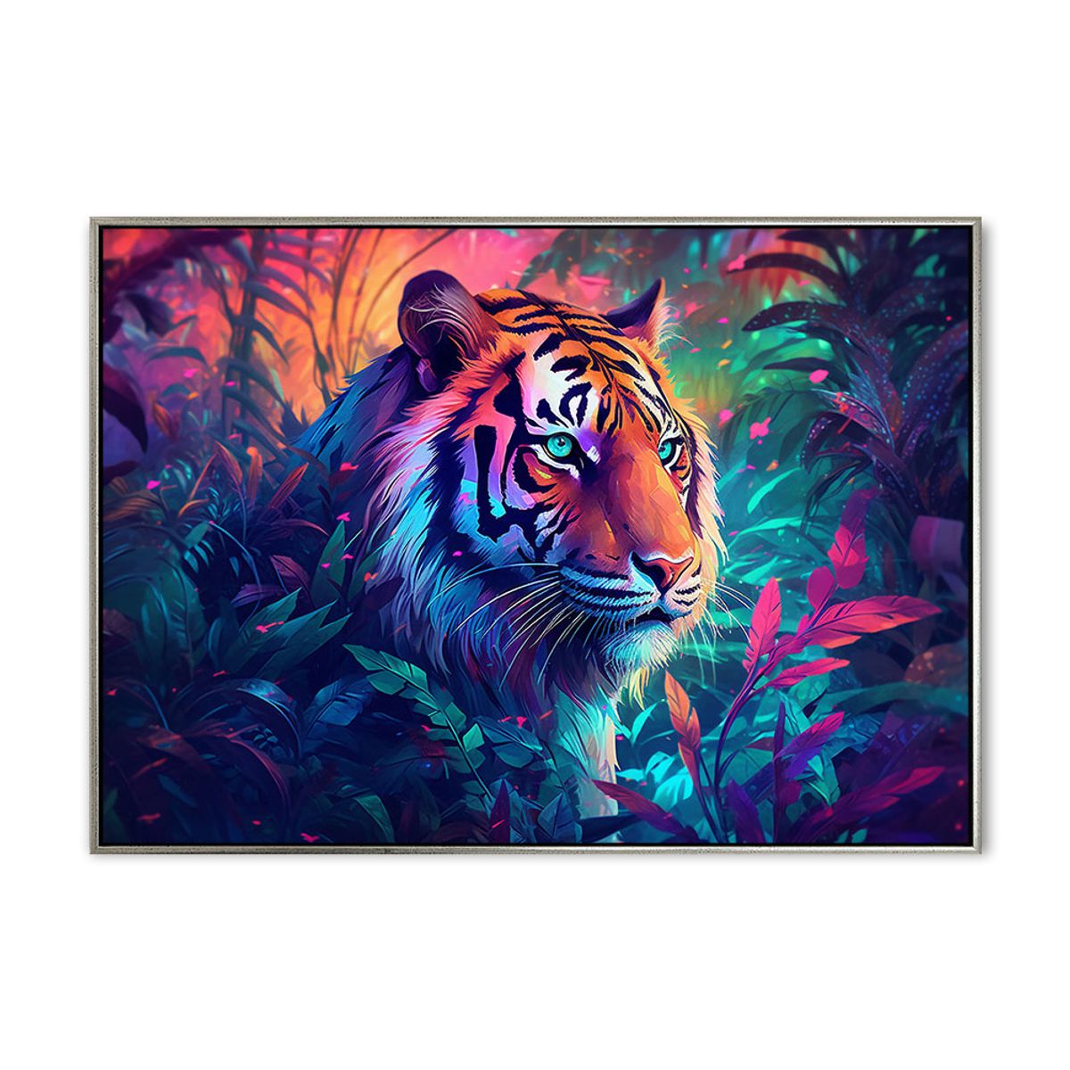 Tiger - 70x100 cm - Sølv svæveramme