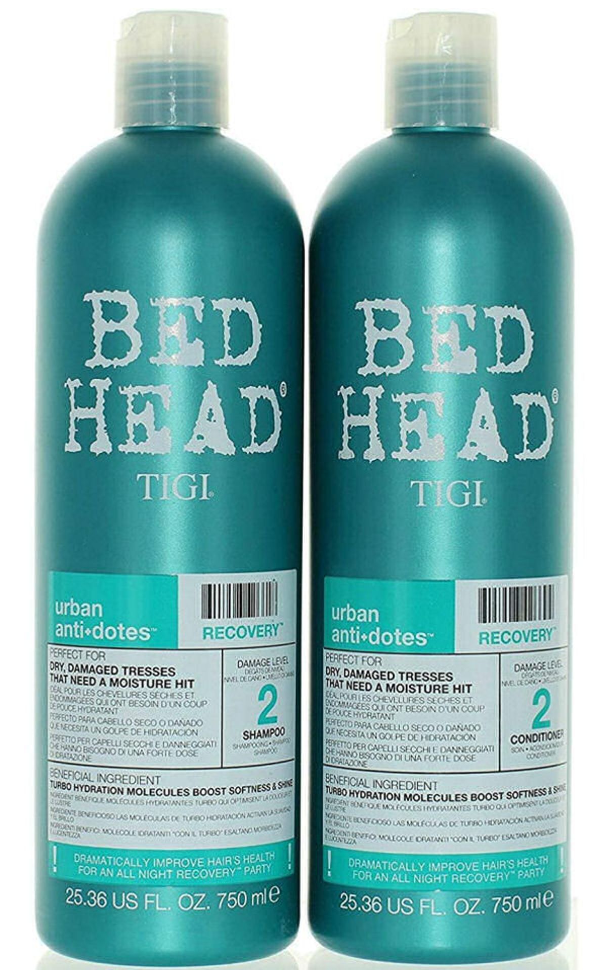 Tigi bed head urban anti-dotes recovery 2 shampoo + conditioner 2 x 750ml