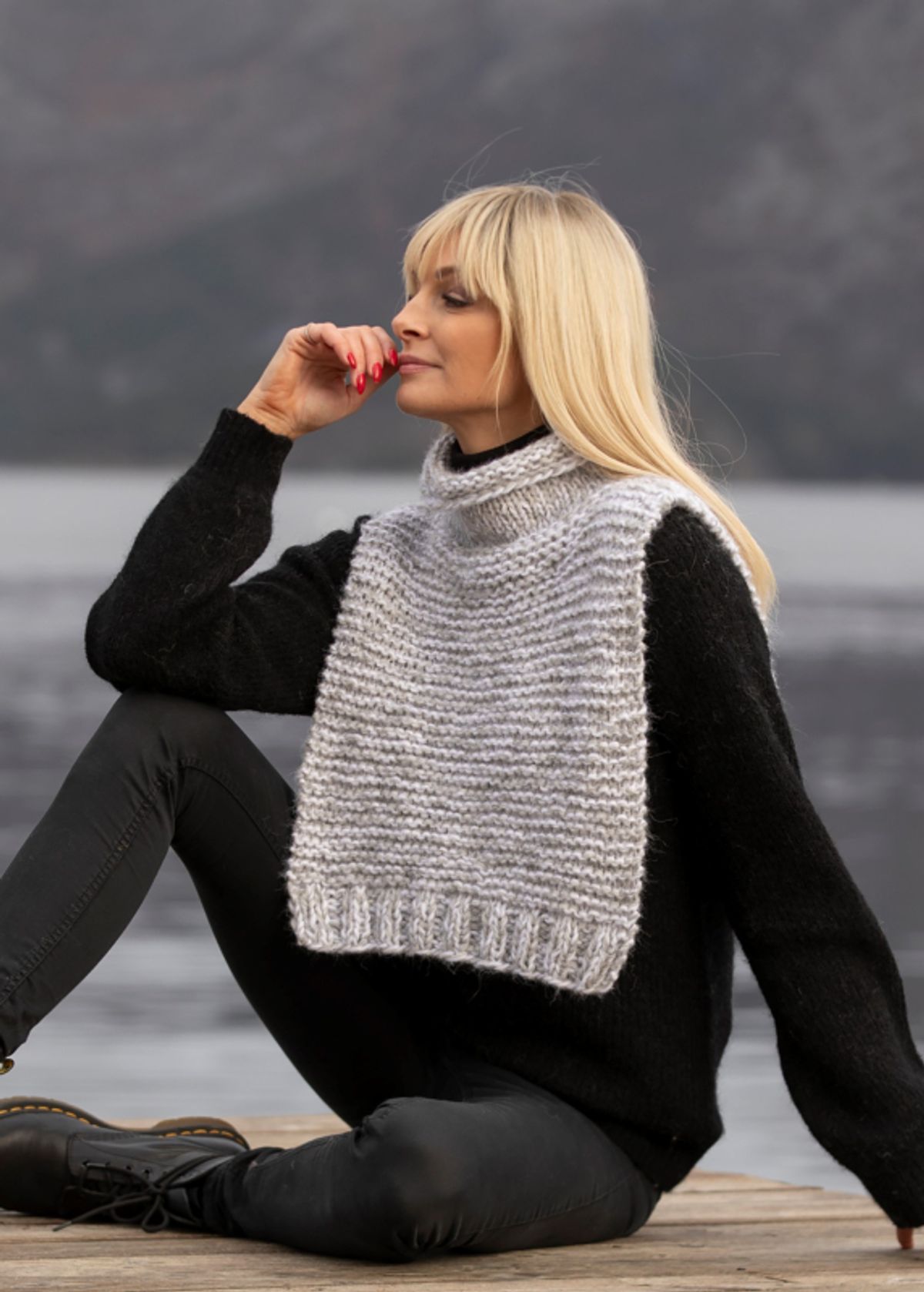 "Tikk" Hals i dobbelt garn - Viking Design 2033-2 Kit - Dame - Viking Alpaca Bris, fra Viking