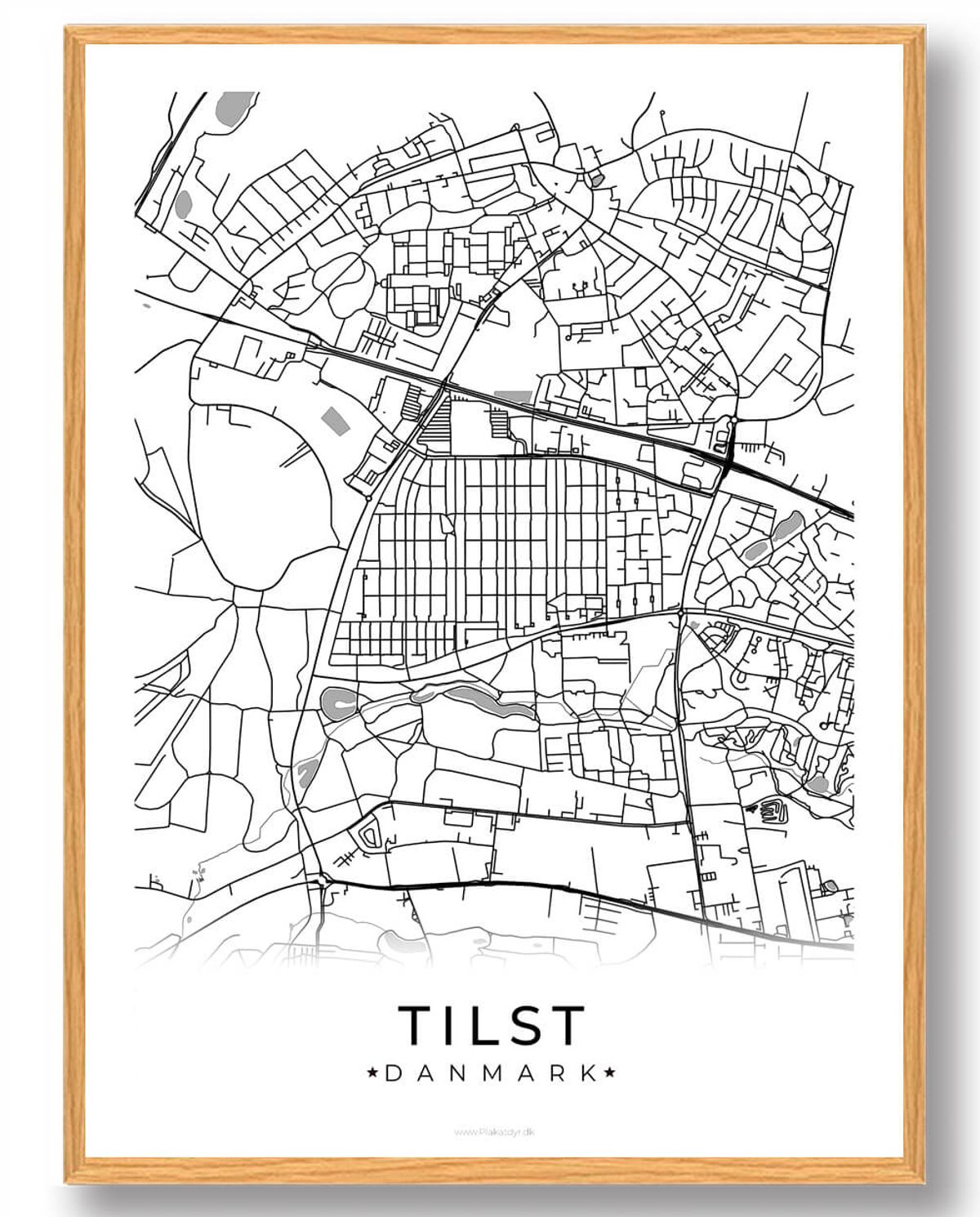 Tilst by plakat - hvid (Størrelse: L - 50x70cm (B2))