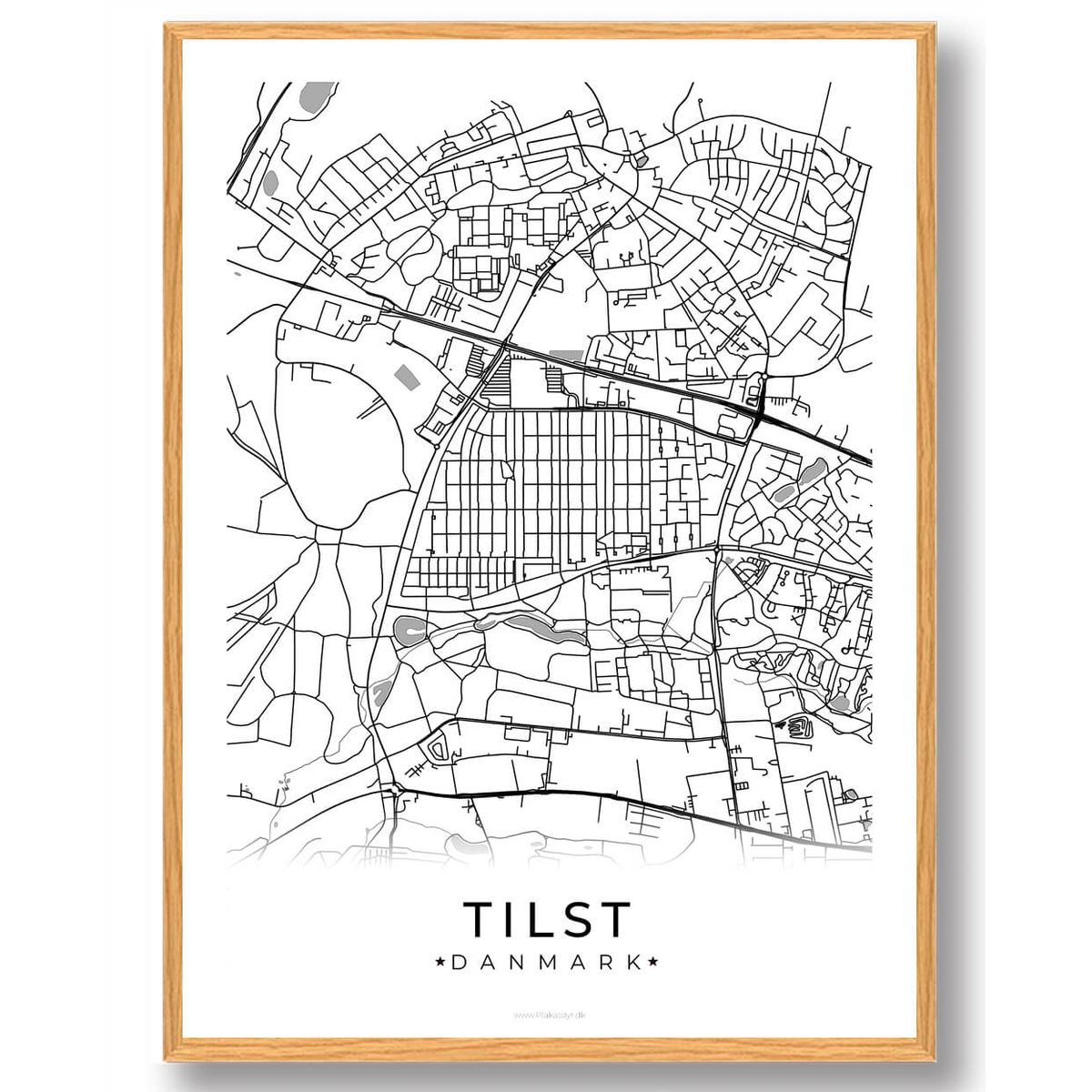 Tilst by plakat - hvid (Størrelse: M - 30x40cm)