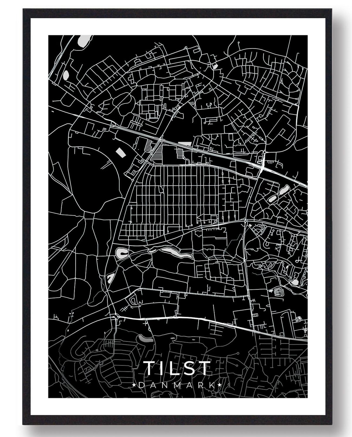 Tilst by plakat - sort (Størrelse: L - 50x70cm (B2))