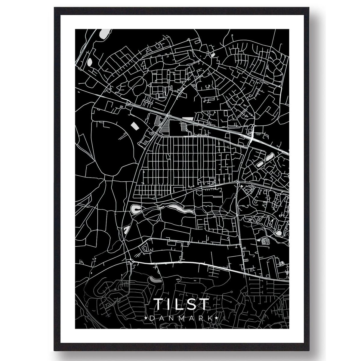 Tilst by plakat - sort (Størrelse: M - 30x40cm)