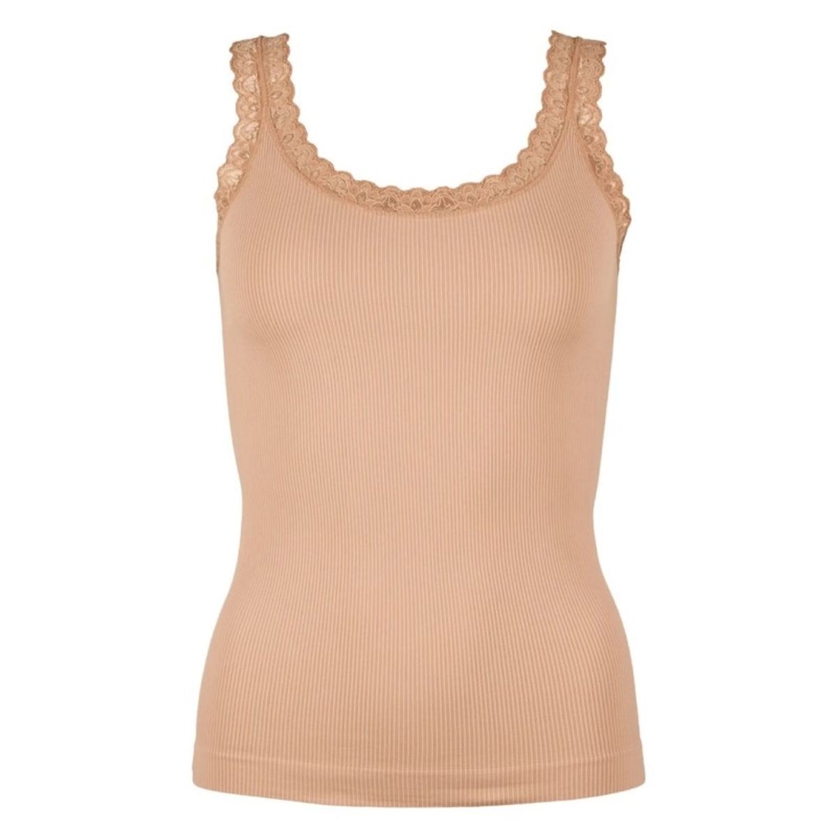 Tim & Simonsen - Frida rib top m/blonde - Nude