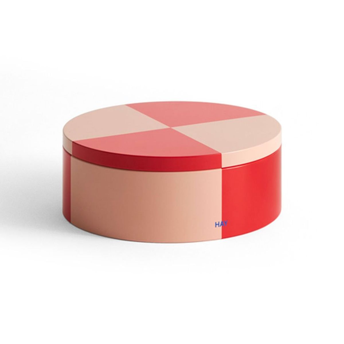 Tin Container Round Red and Soft Pink