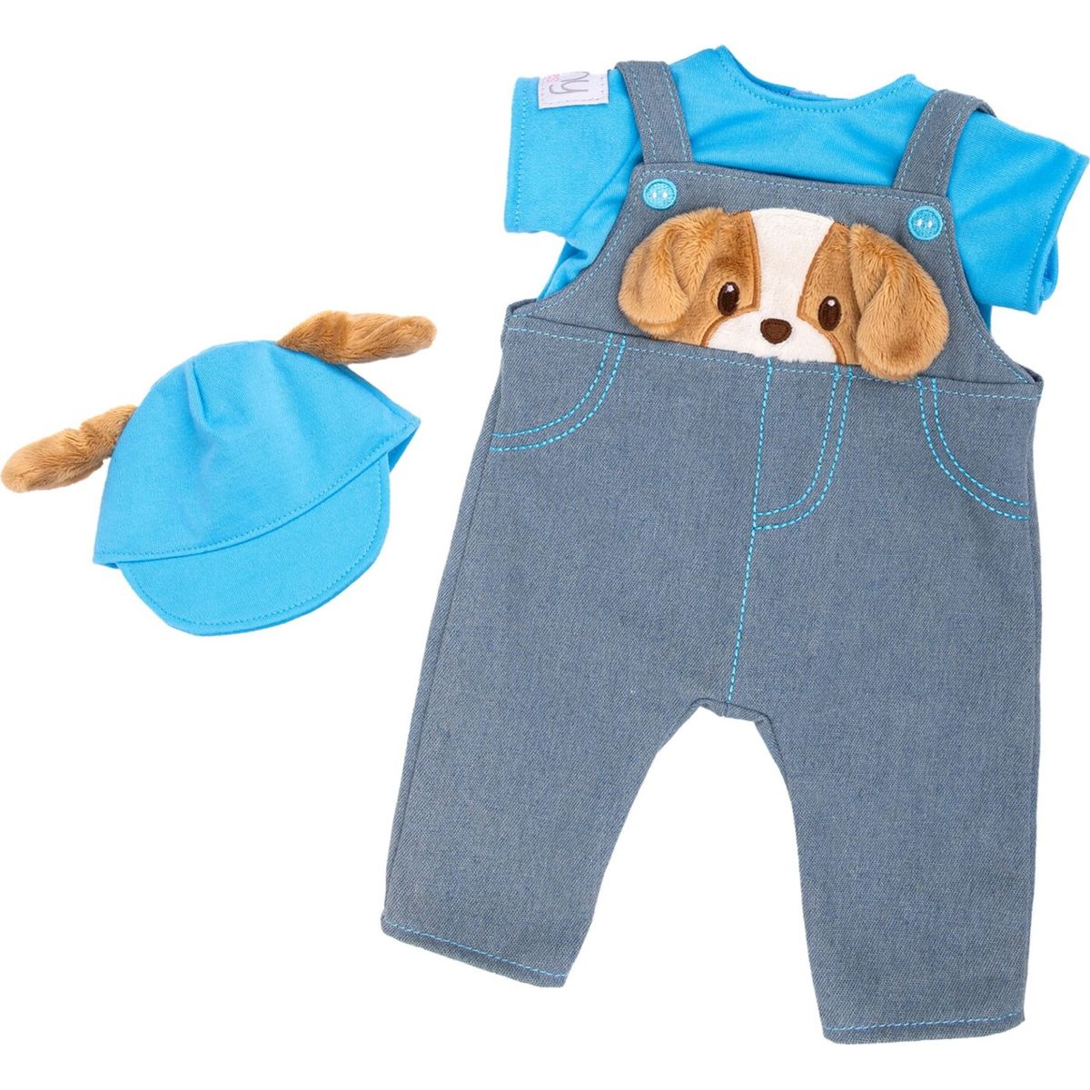 Tiny Treasures - Dukke-outfit Med Hundehvalp I 3 Dele