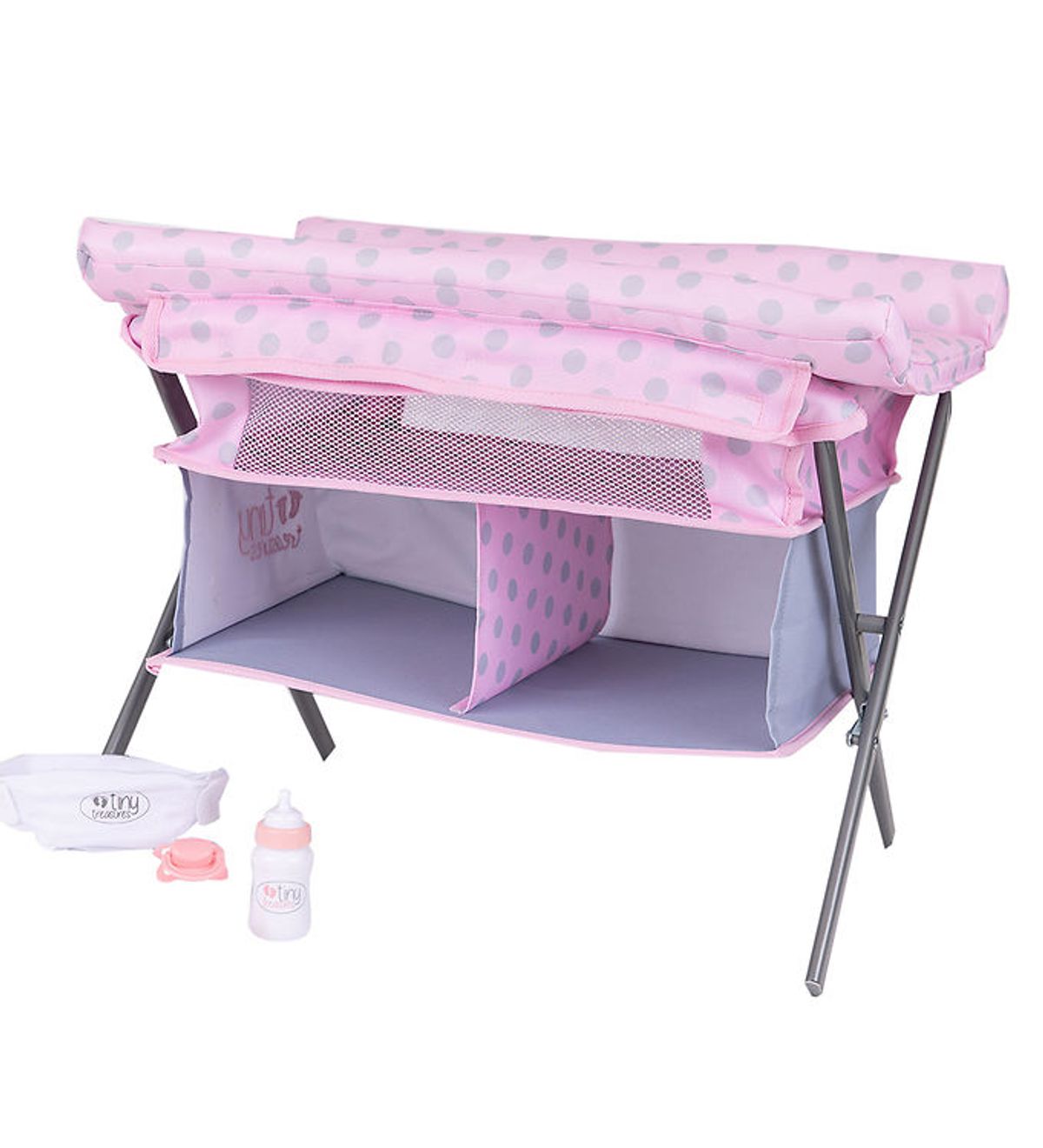 Tiny Treasures Puslebord Til Dukke - Folding Changing Table Cot