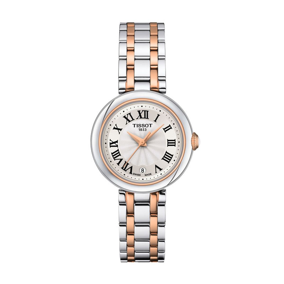 Tissot Bellissima dameur i bicolour stål/rosa med romertal Ø26