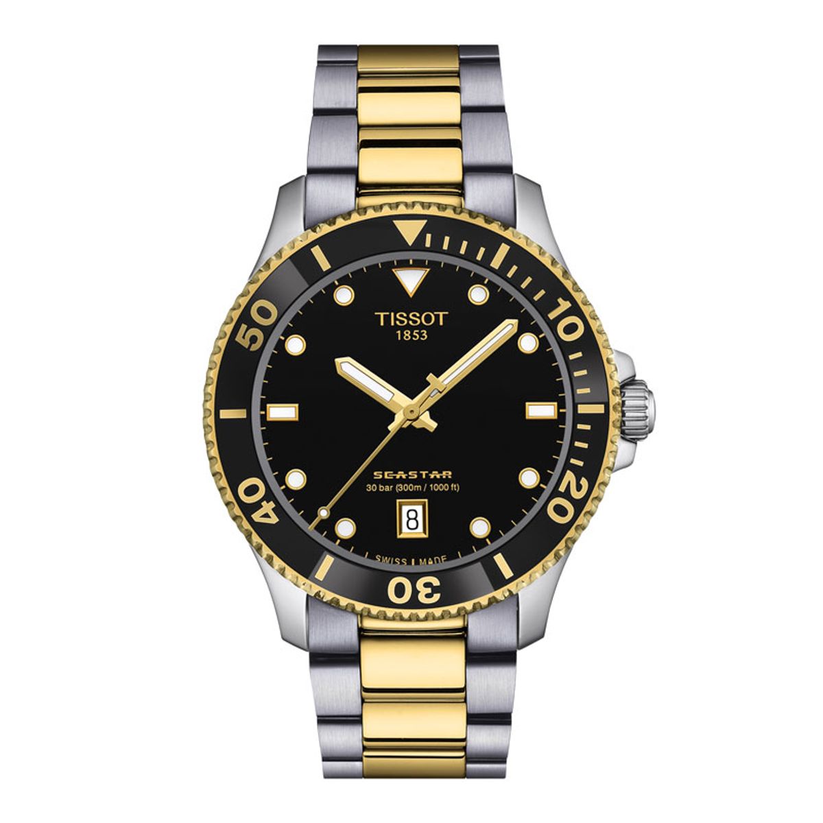 Tissot Seastar 1000 40mm herreur i bicolour med sort urskive