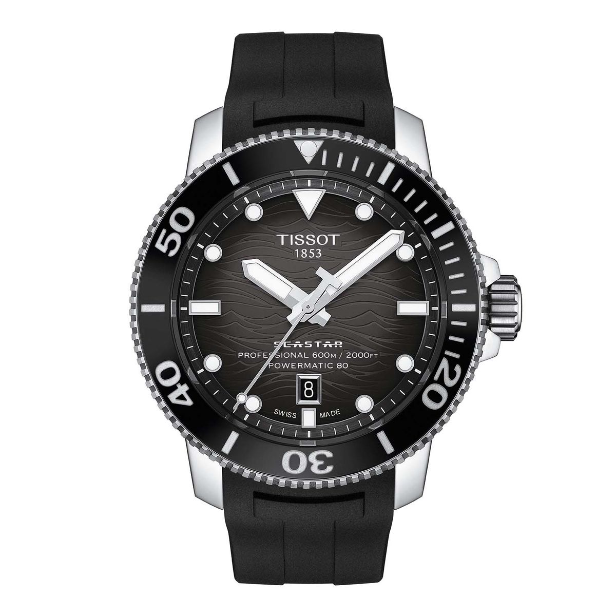 Tissot - Seastar 2000 Professional Powermatic 80 Herre ur, 46mm Stål/Gummi Rustfrit stål