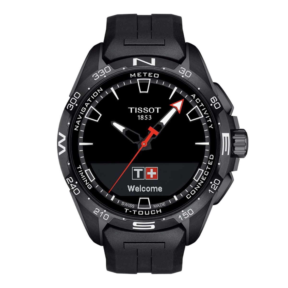 TISSOT T-Touch Connect hybridur i Sort Titan med gummirem