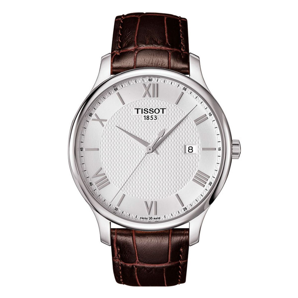 Tissot Tradition armbåndsur i stål med brun rem