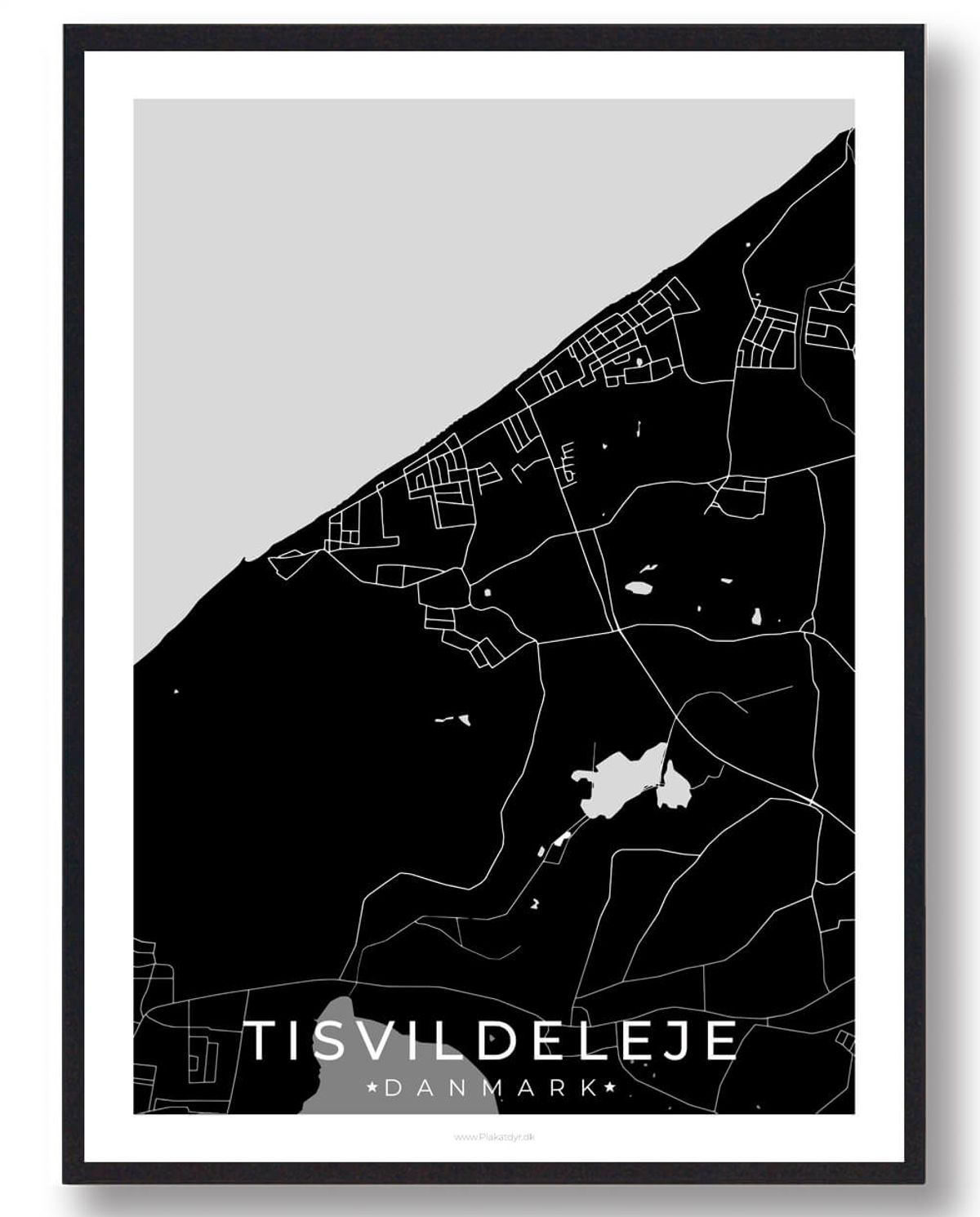 Tisvildeleje by plakat - sort (Størrelse: L - 50x70cm (B2))