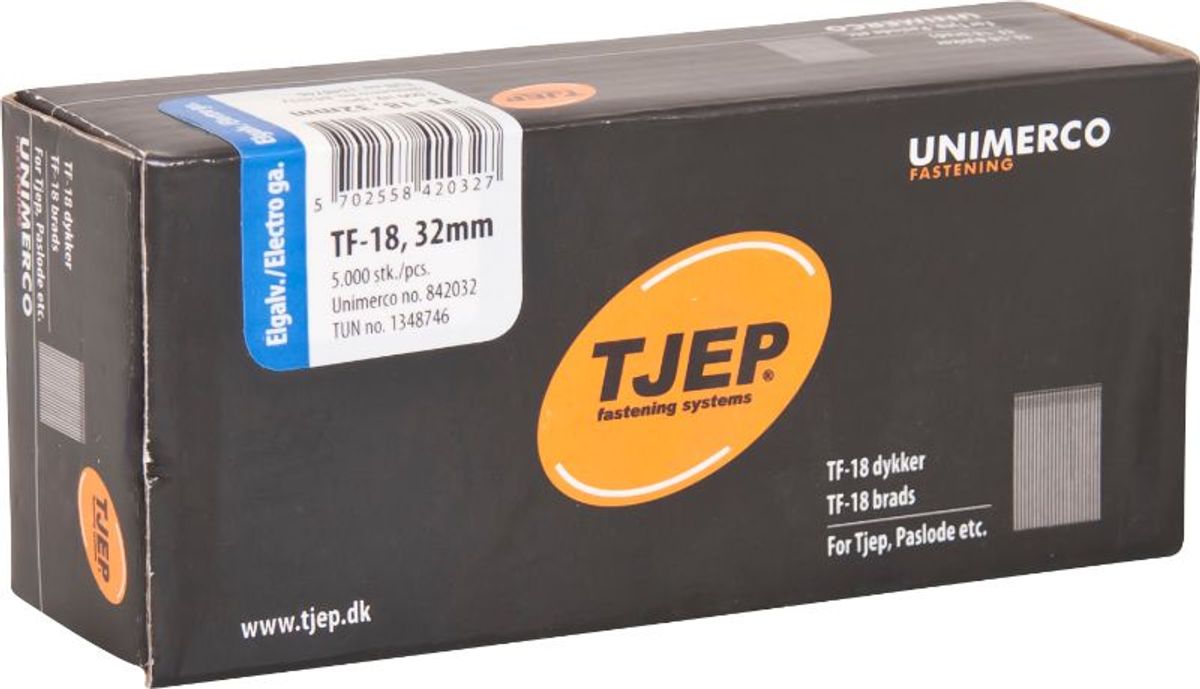 TJEP TF18 32mm Stift, Elgalvaniseret. Box 5.000 stk.