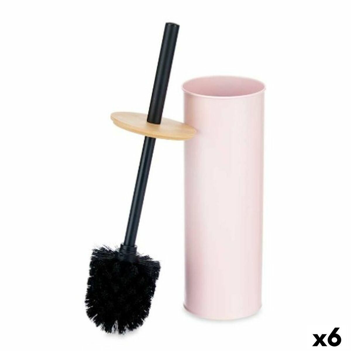 Toiletbørste Pink Metal Bambus Plastik 9,5 X 27 X 9,5 cm (6 enheder)