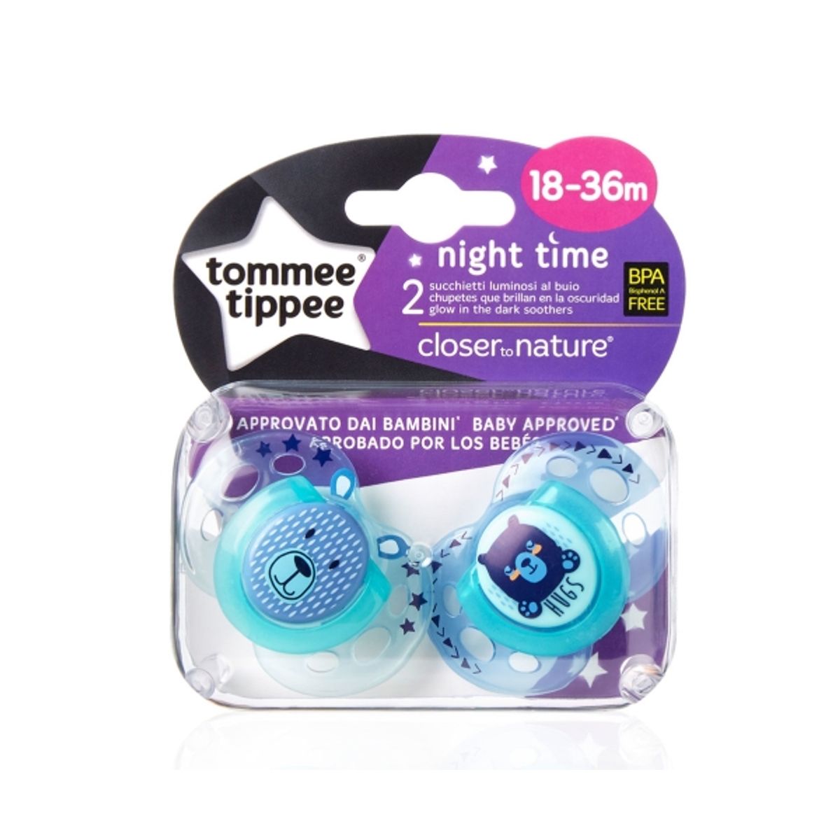 Tommee Tippee Night Time, Nat Baby Sut, Ortodontisk, Silikone