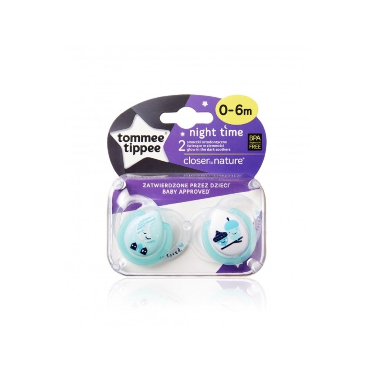 Tommee Tippee Night Time, Nat Baby Sut, Ortodontisk, Silikone