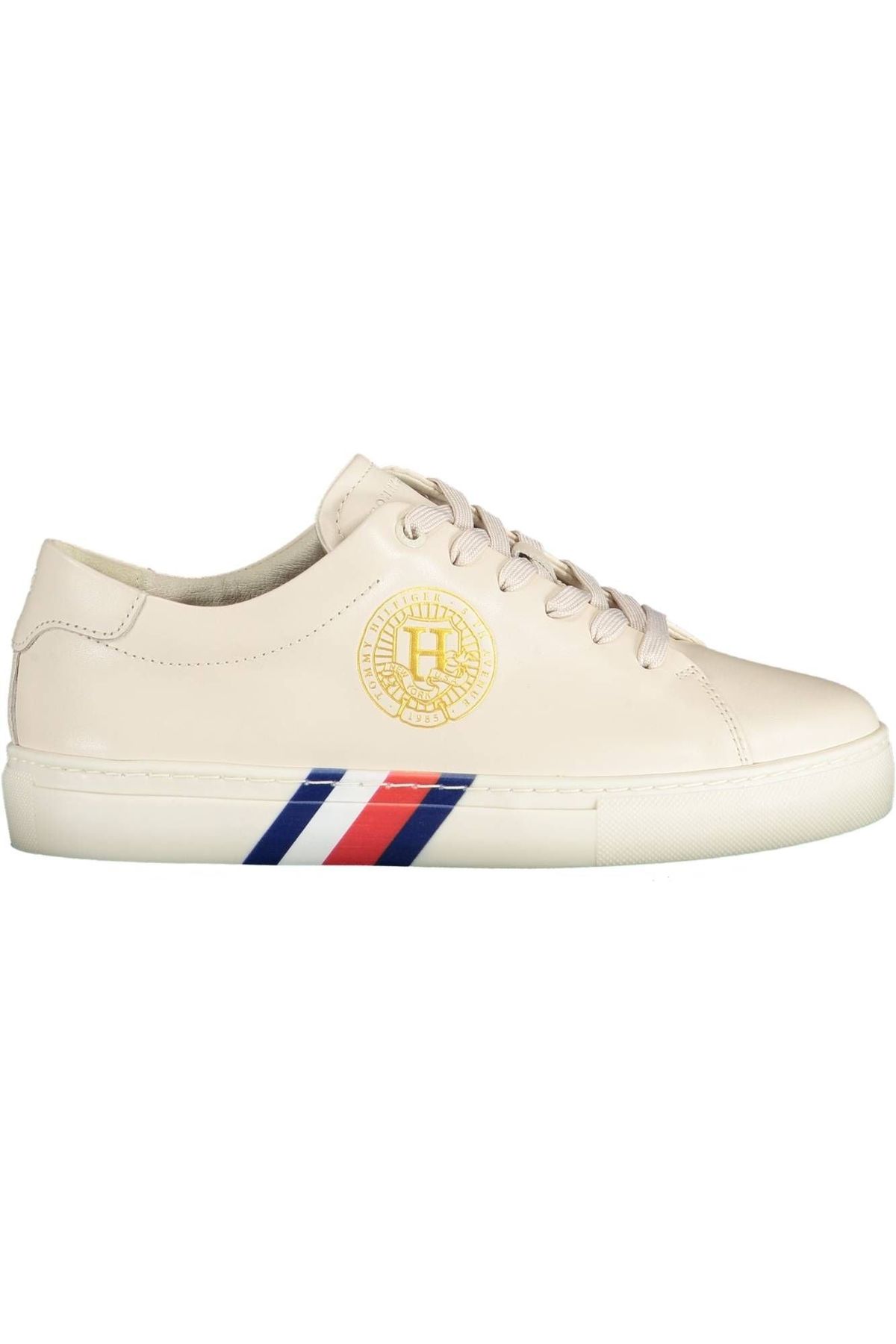 Tommy Hilfiger Beige Lace-Up Sneakers with Iconic Accents