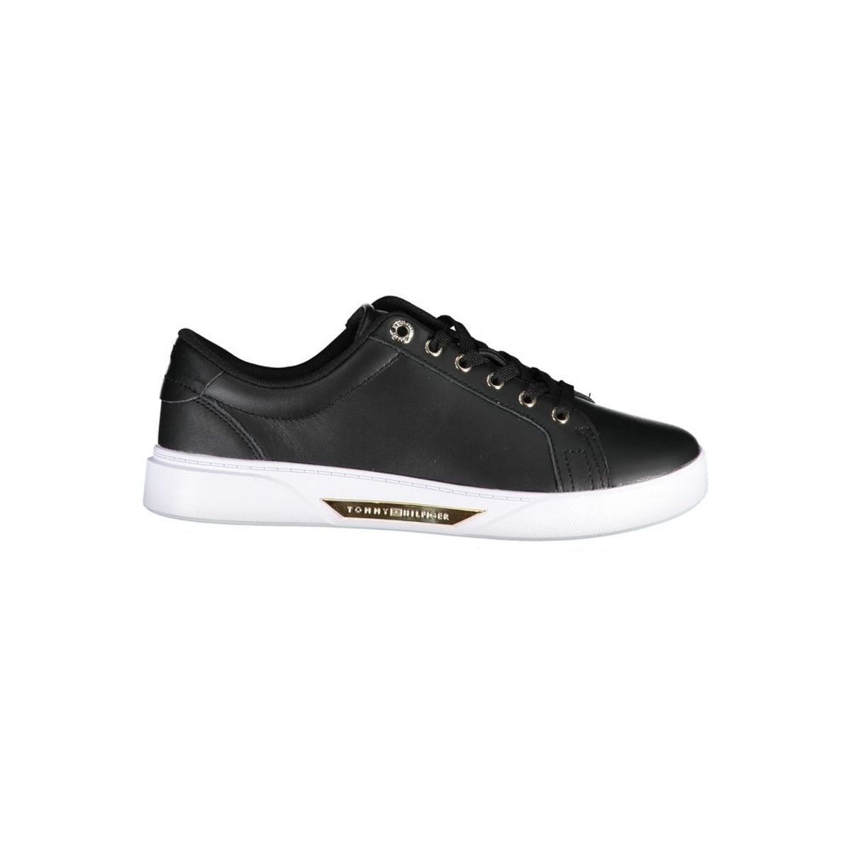 Tommy Hilfiger Black Leather Women Sneaker