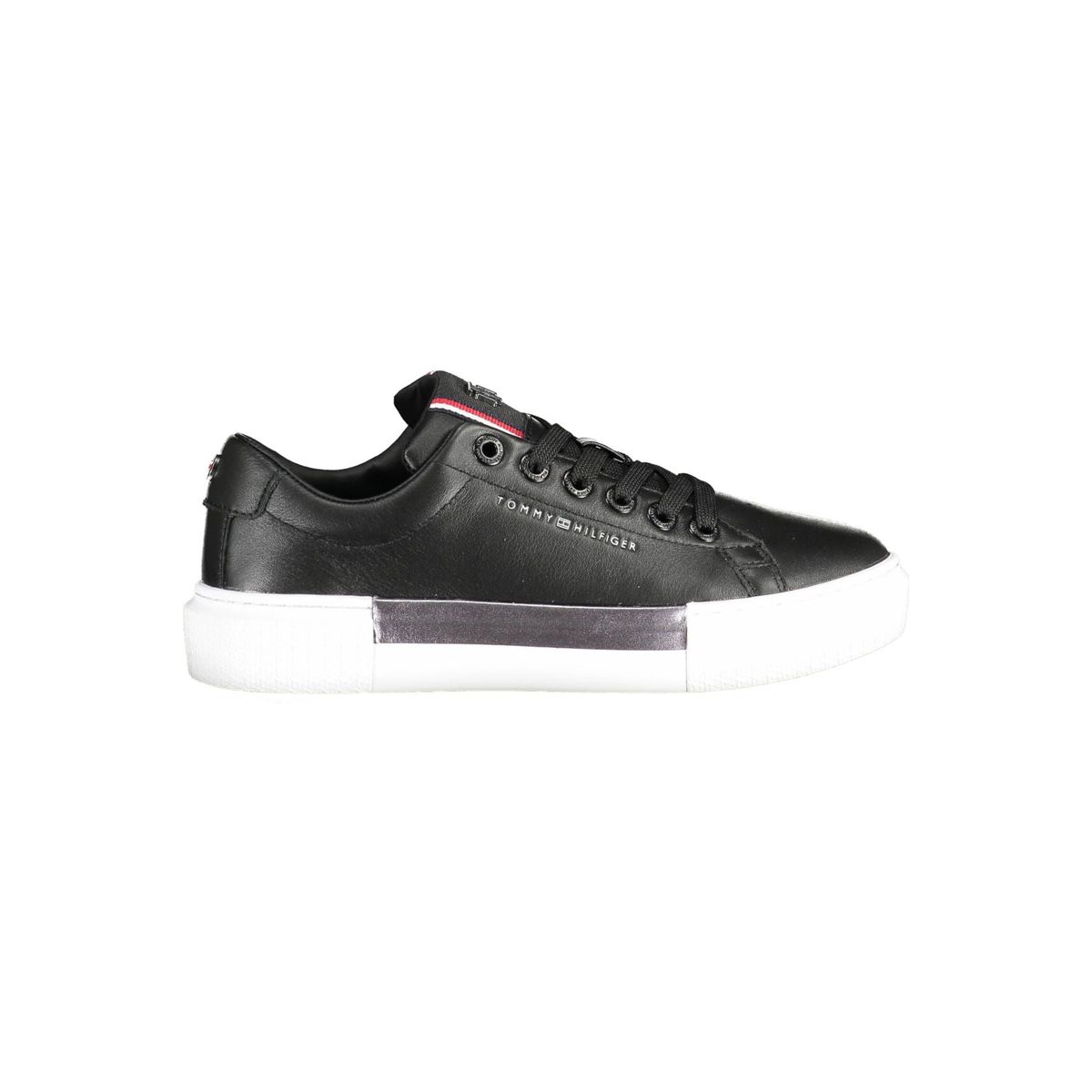 Tommy Hilfiger Chic Black Cotton-Leather Blend Sneakers