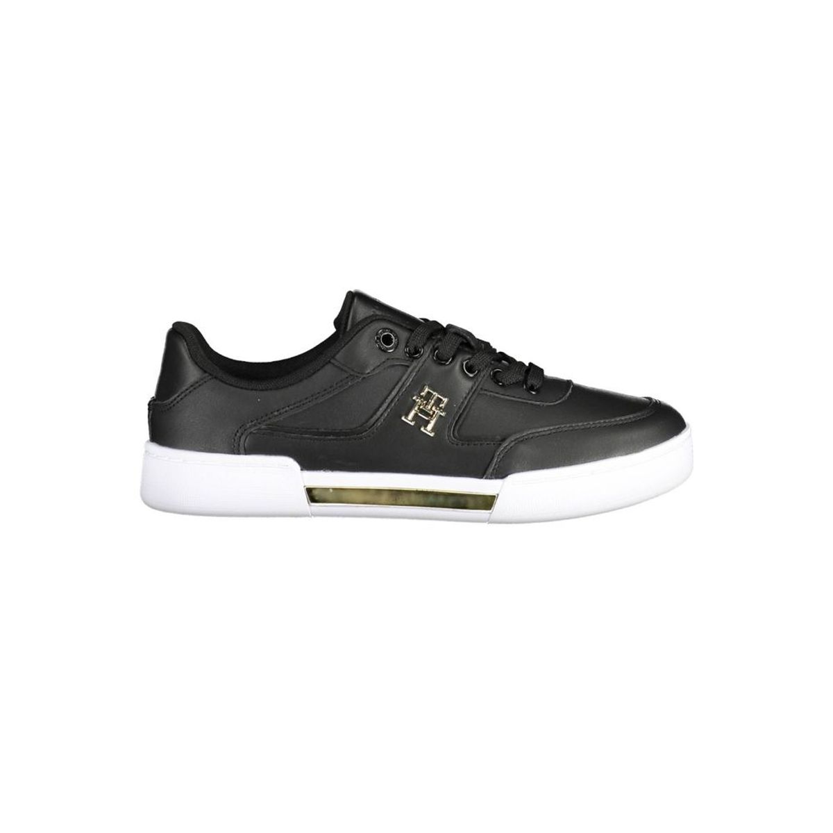 Tommy Hilfiger Chic Black Lace-Up Sneakers with Contrasting Accents