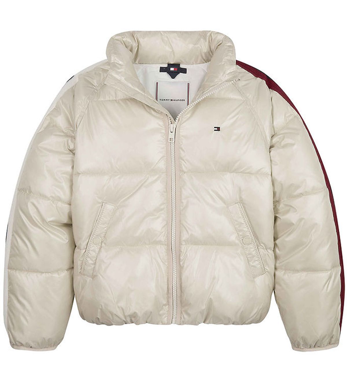 Tommy Hilfiger Dunjakke - Global Stripe Puffer - Classic Beige