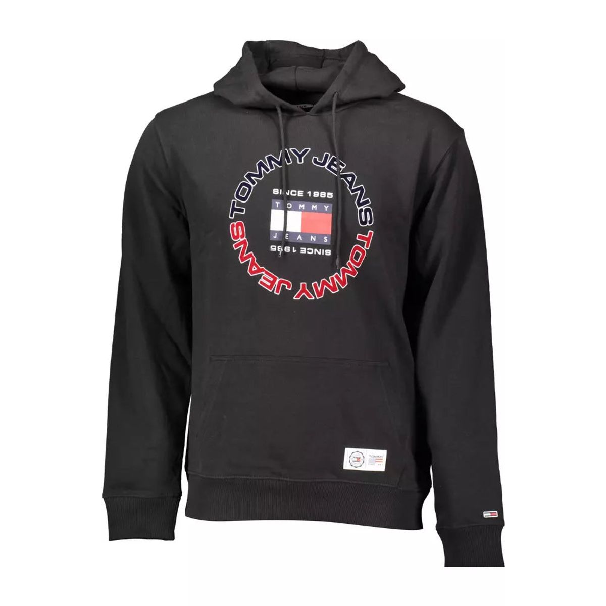 Tommy Hilfiger Elegant Black Cotton Hoodie with Embroidered Detail