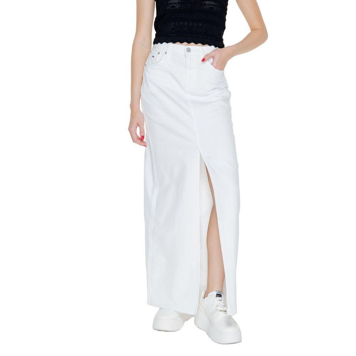 Tommy Hilfiger Jeans White Cotton Rigenerato Skirt