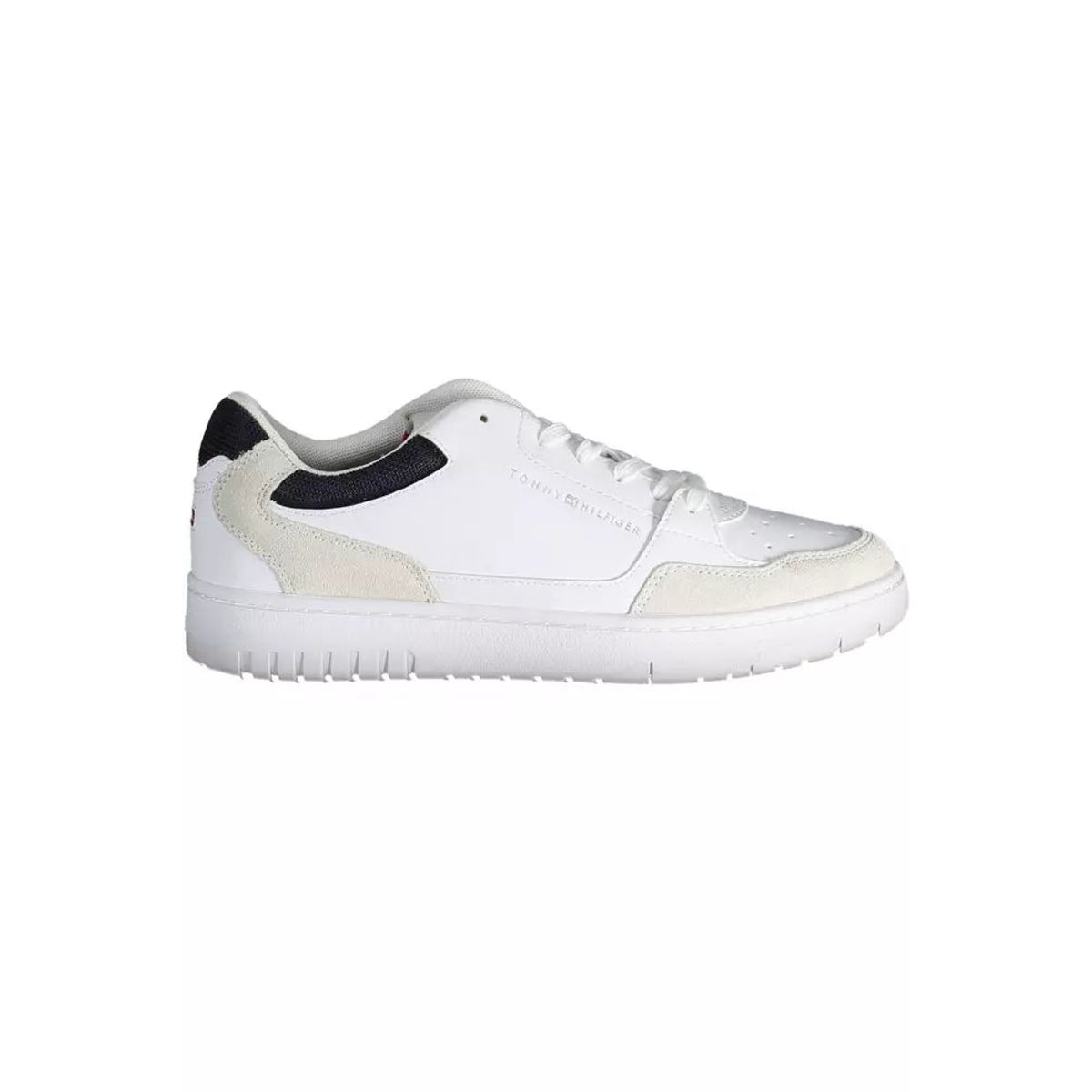 Tommy Hilfiger Sleek White Lace-Up Sneakers with Logo Detail