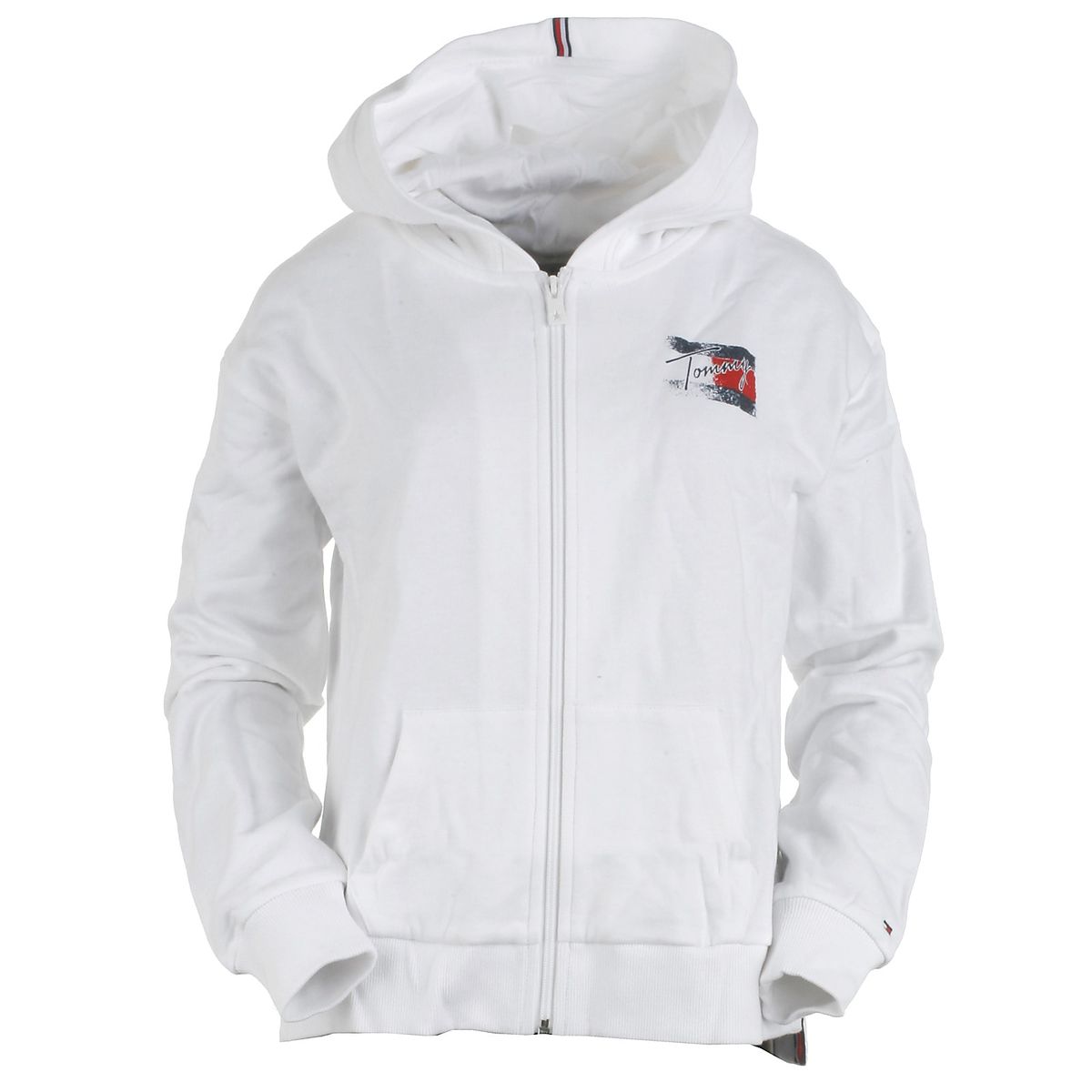 Tommy Hilfiger zip hood sweat, Flag, white - 176 - 16år