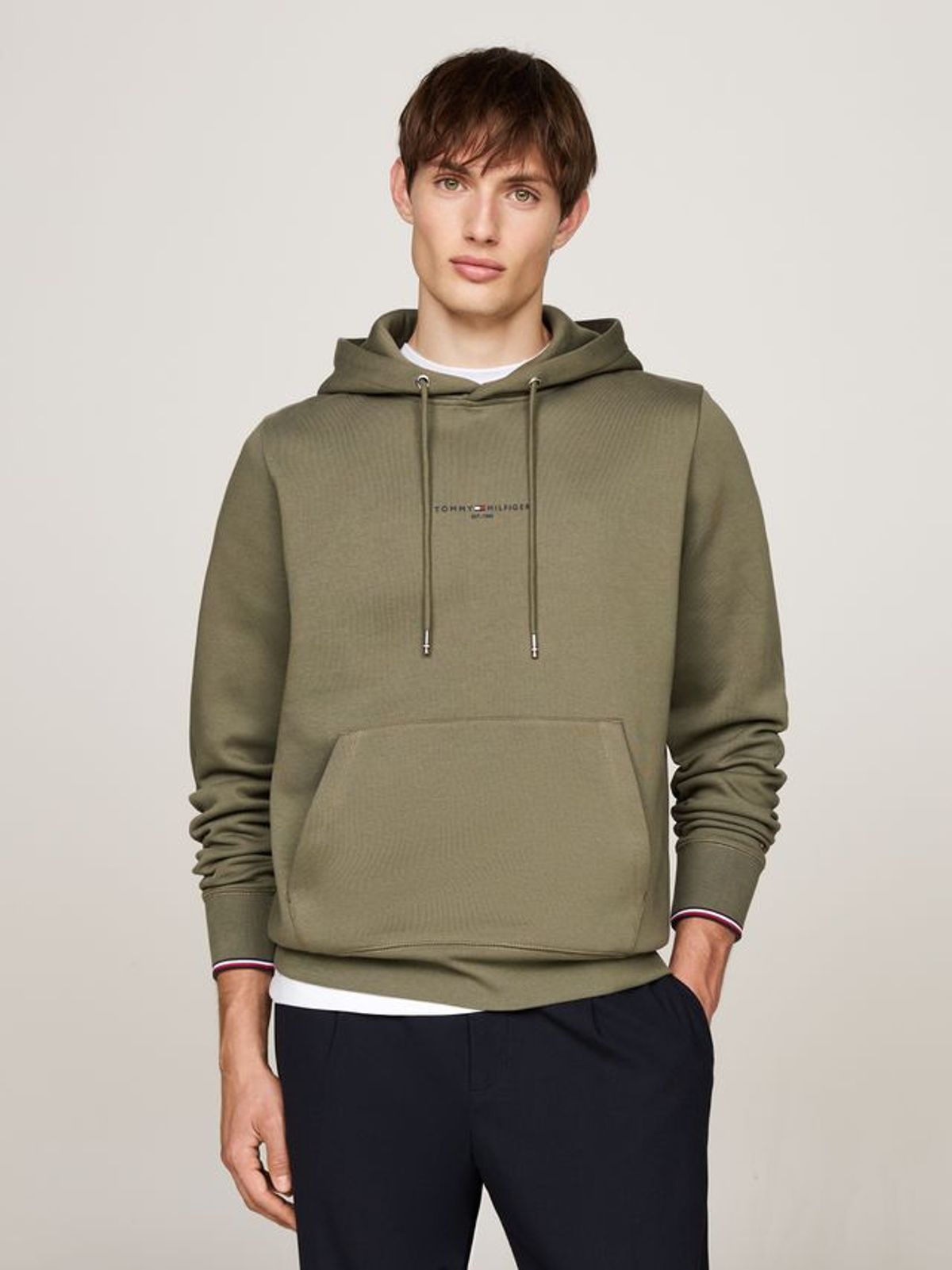 TOMMY LOGO TIPPED HOODY