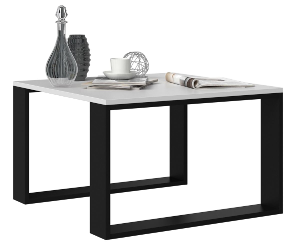 Topeshop Modern Mini Biel Cz, Kaffebord, Firkantet Form, 2 Ben, Hvid