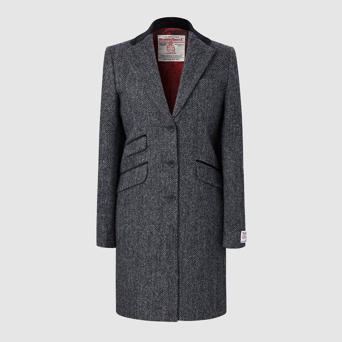 Tori 3/4 Ladies Coat frakke af Harris Tweed, charcoal koksgrå - 10 (S)