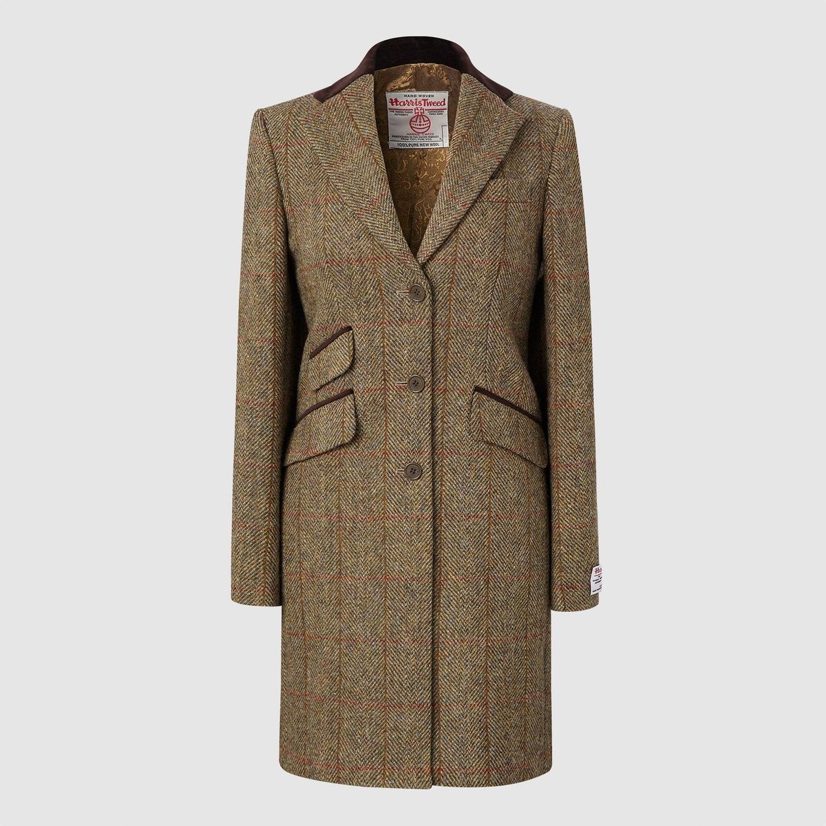 Tori 3/4 Ladies Coat frakke af Harris Tweed, mustard - 12 (M)